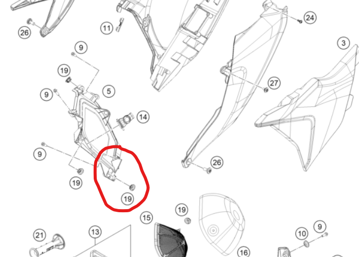 caoutchouc fixation boite a air ktm gasgas et husvarna 