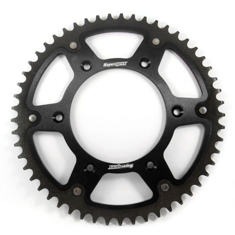 couronne bi-matière noire Supersprox KTM 250 et 300 EXC 2017 à 2027 pour enduro et motocross, couronne renforcée aluminium acier haute durabilité