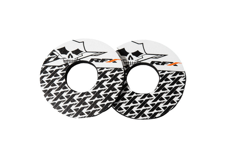 Paire de donuts de poignee RFX Sport tete de mort blanc noir