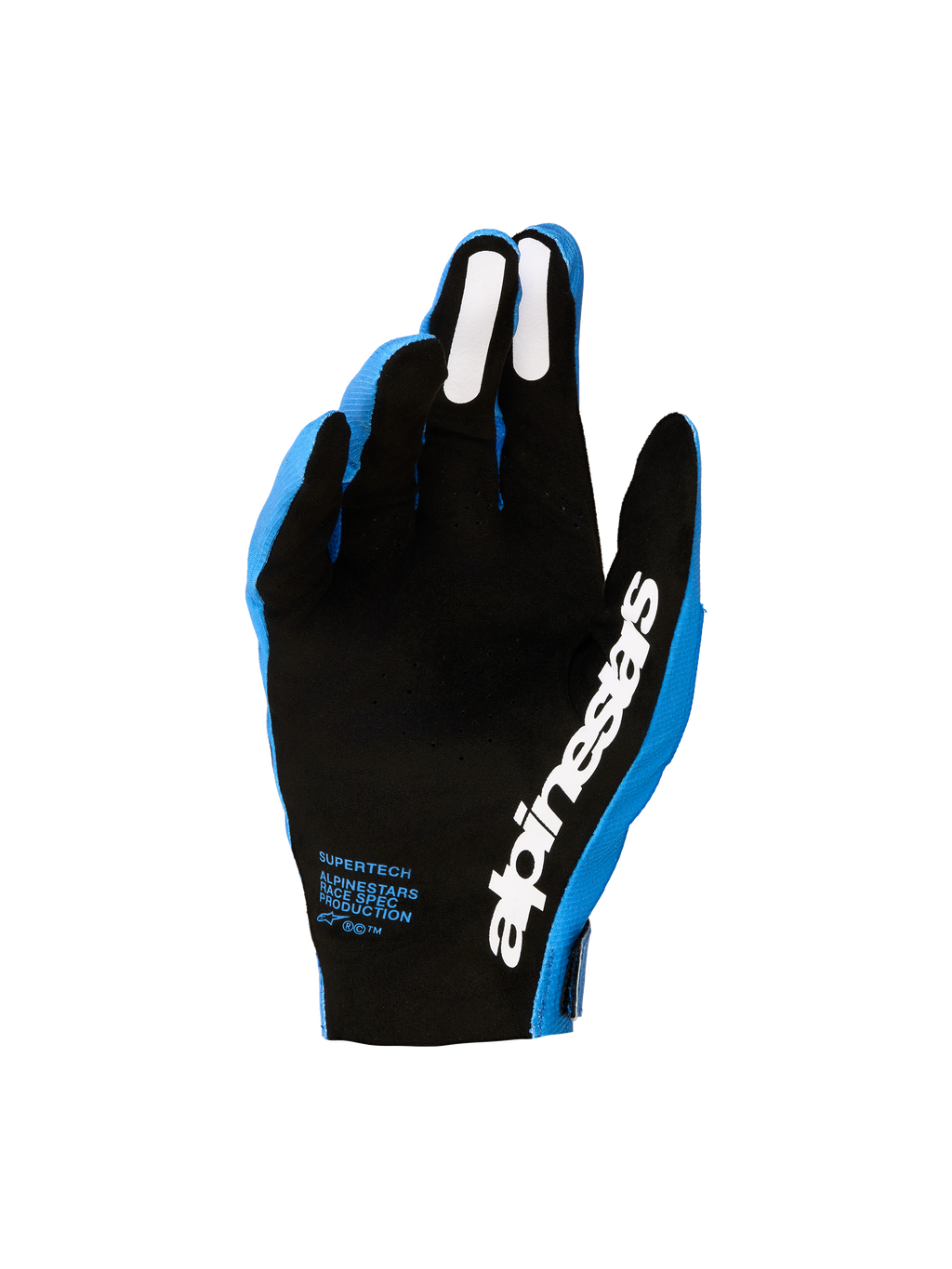 Gants cross Alpinestars Supertech MX 2027 bleus réf 3560627-7283 paume perforée
