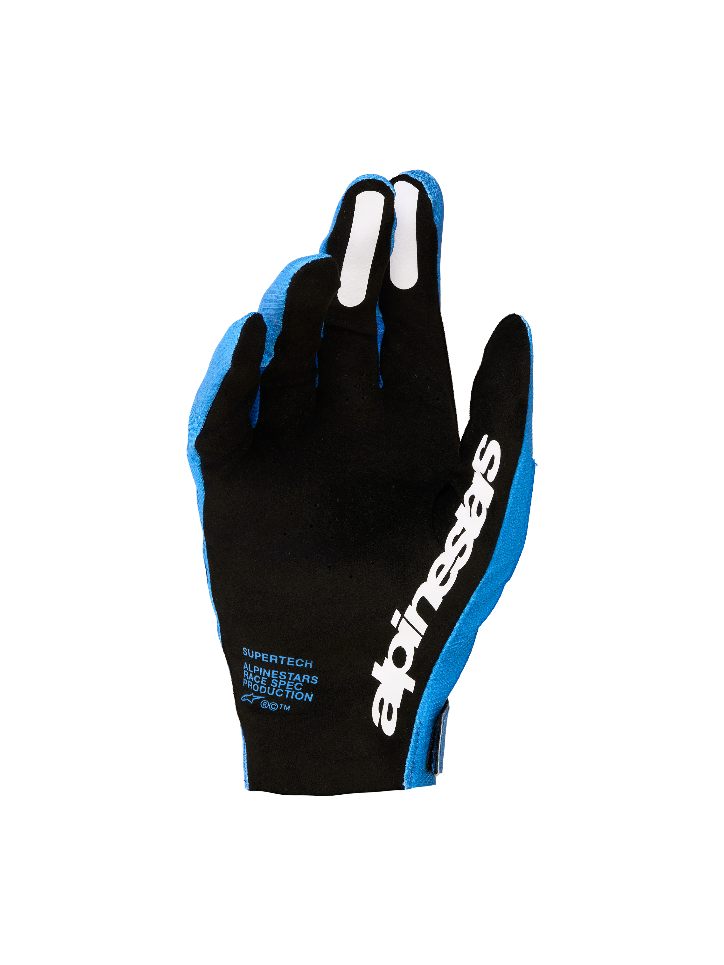 Gants cross Alpinestars Supertech MX 2027 bleus réf 3560627-7283 paume perforée