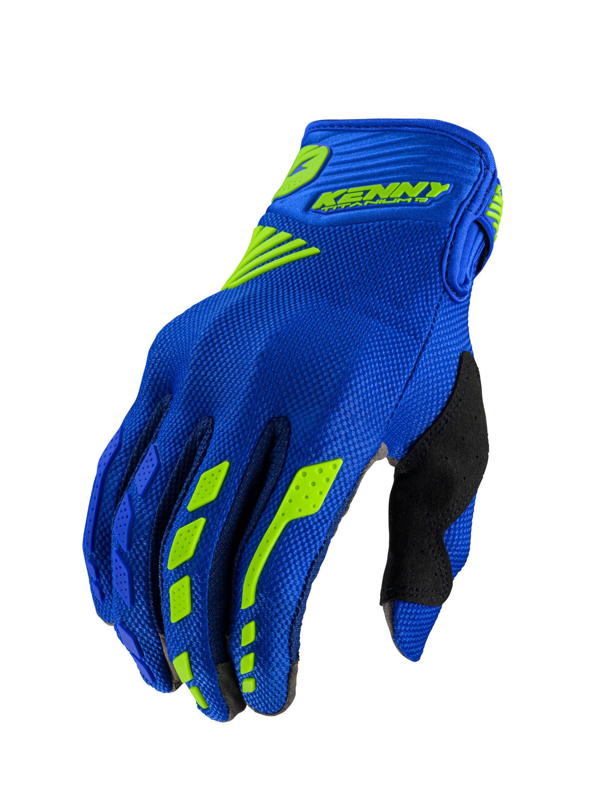Gants Kenny Titanium 2027 D3O bleus à ajouter à la tenue bleue - option motocross enduro