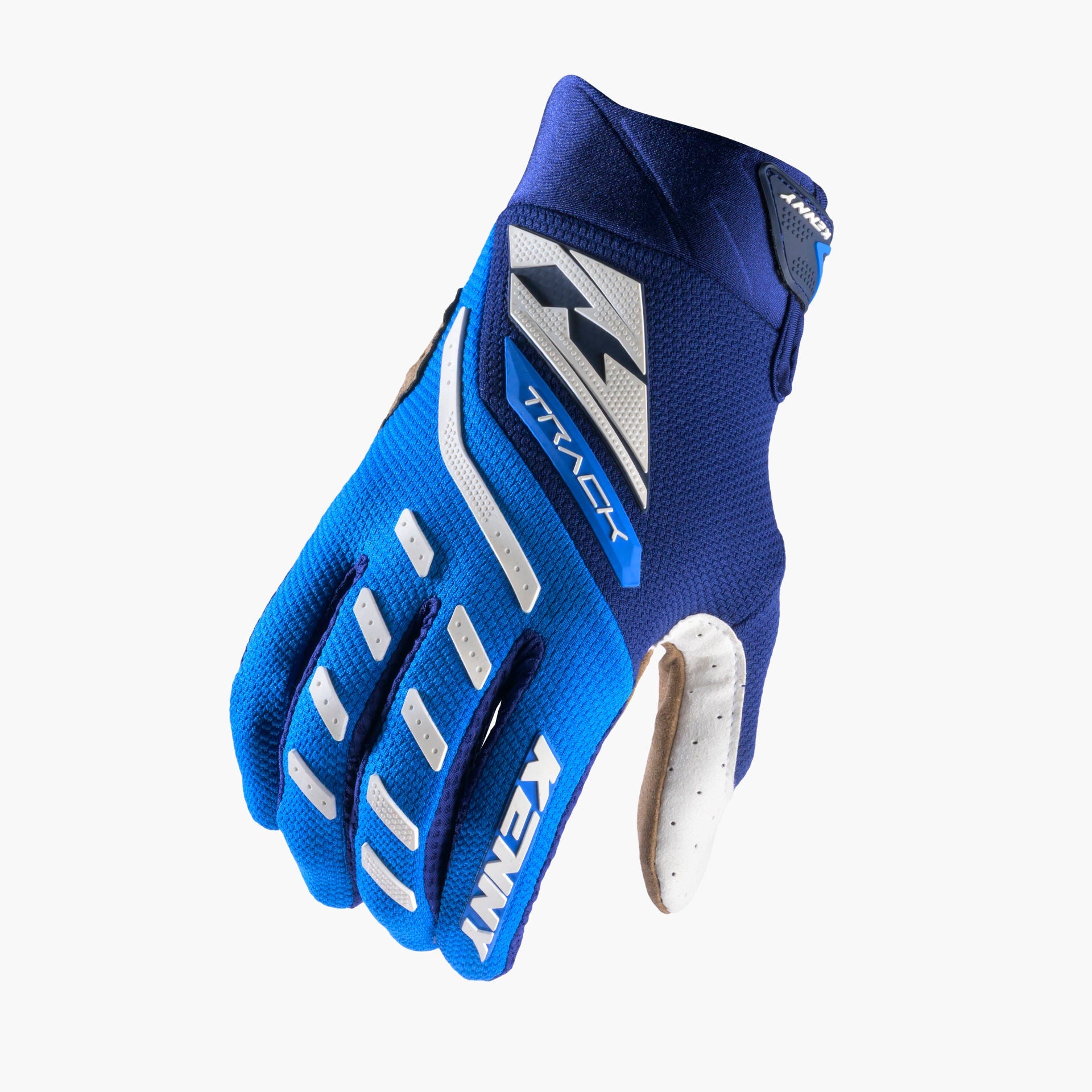 Gants Kenny Track 2027 bleus à ajouter à la tenue Focus Blue - option motocross enduro