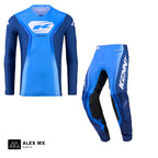 Tenue complète motocross Kenny Performance 2027 bleue, maillot et pantalon enduro assortis