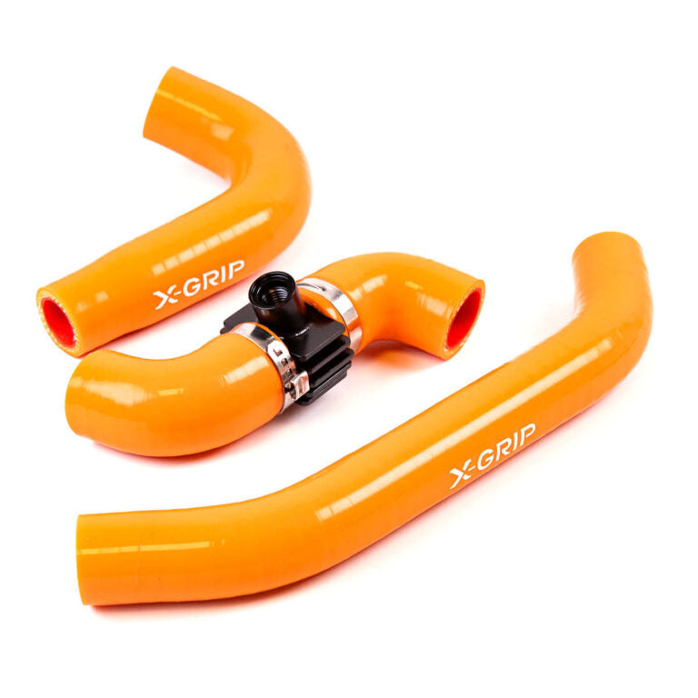 Kit durites de radiateur X-Grip orange pour KTM Husqvarna GasGas 250 300 TBI 2023 à 2027 avec support de sonde aluminium CNC