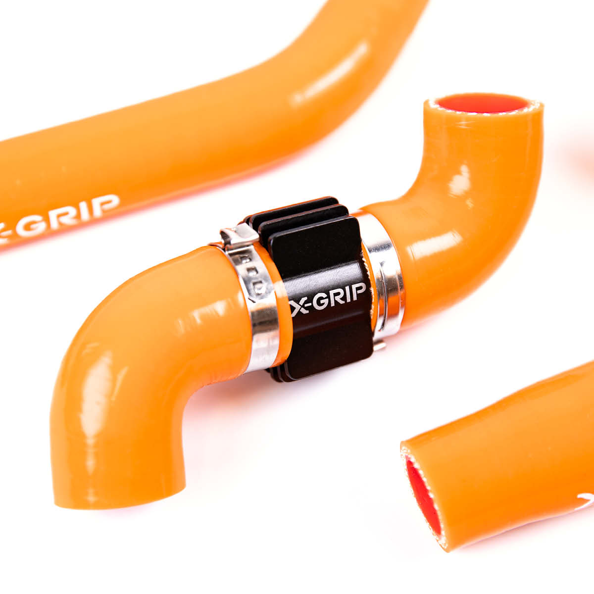 Kit durites de radiateur X-Grip orange pour KTM Husqvarna GasGas 250 300 TBI 2023 à 2027 avec support de sonde aluminium CNC zoome
