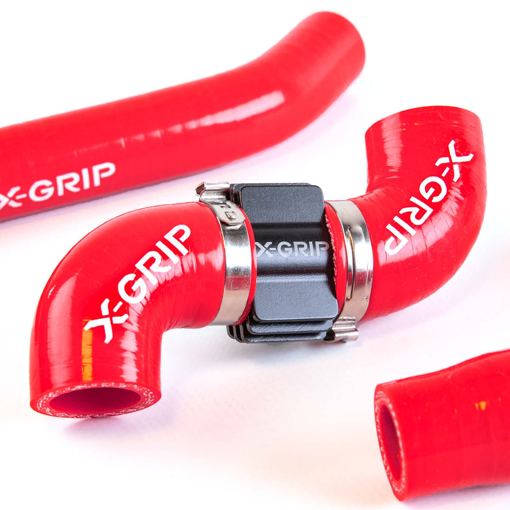 Kit durites de radiateur X-Grip rouge pour KTM Husqvarna GasGas 250 300 TBI 2023 à 2027 avec support de sonde aluminium CNC, zoom