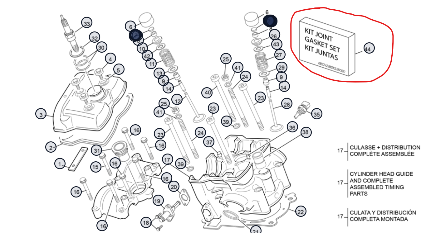 Kit joints haut moteur Sherco origine OEM référence 5108 compatible Sherco 300 SEF 4 temps enduro