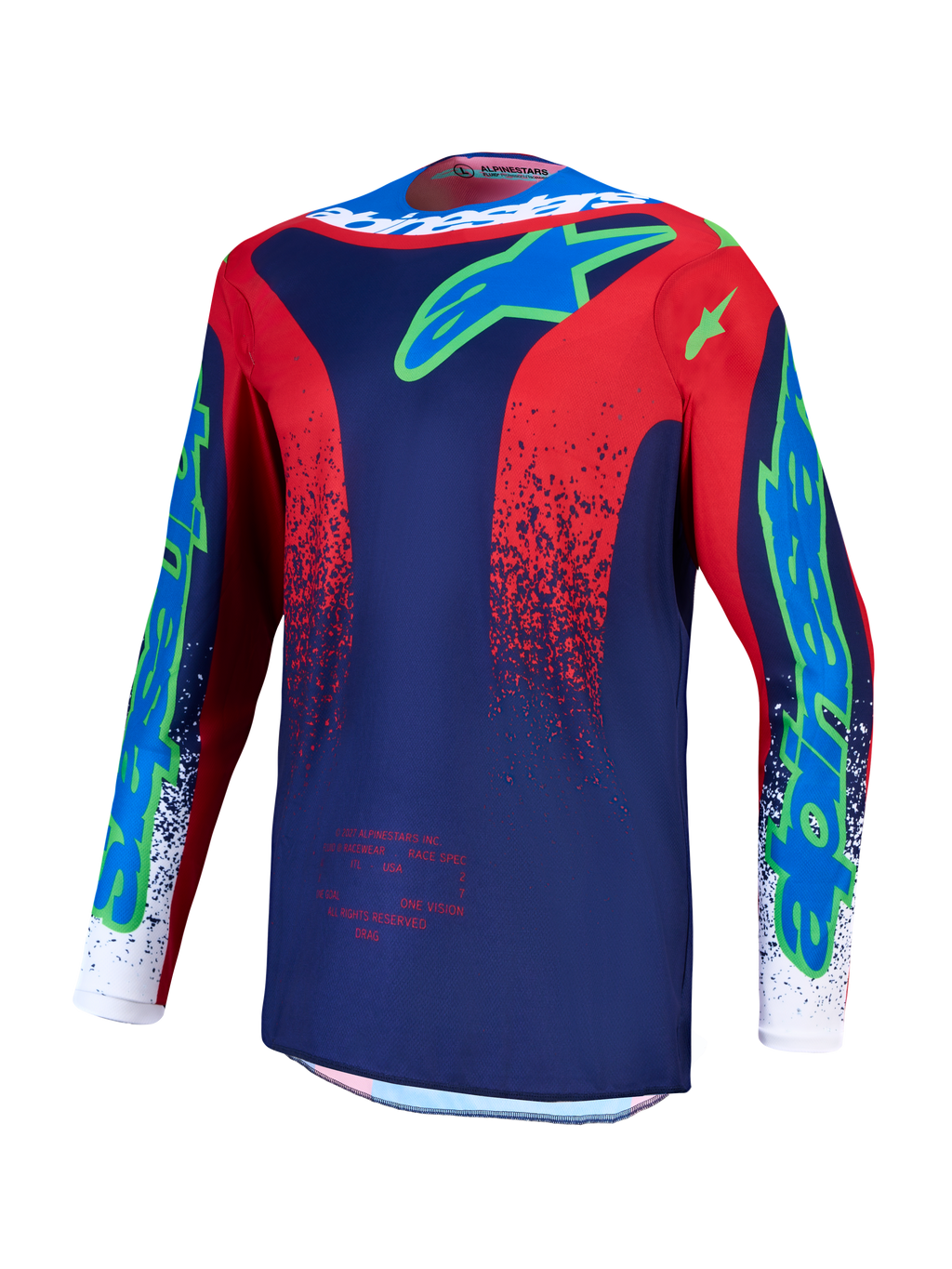 Maillot Alpinestars Fluid Drag réf 3761327-7365 bleu marine rouge face