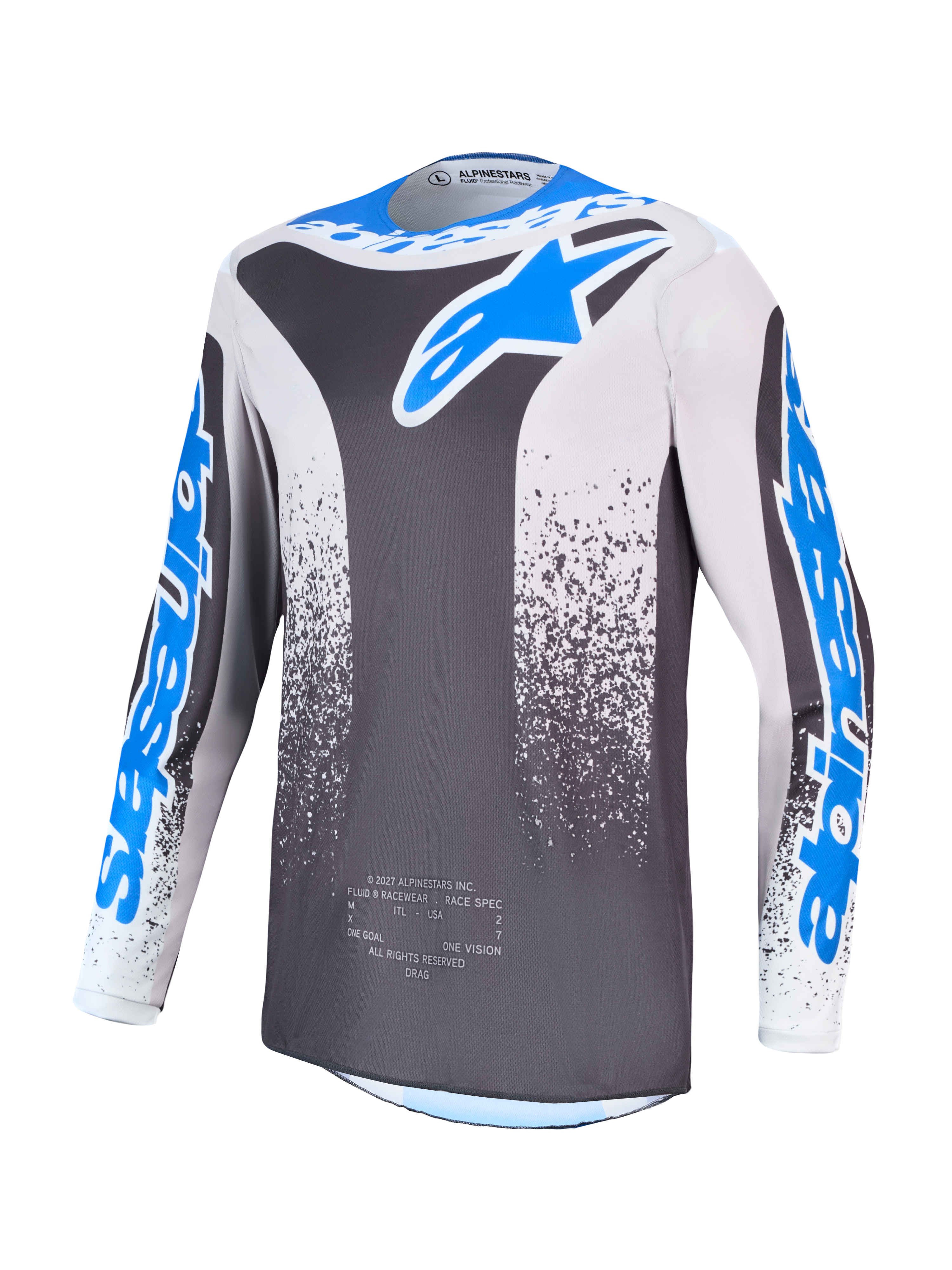 Maillot Alpinestars Fluid Drag réf 3761327-9343 gris bleu face