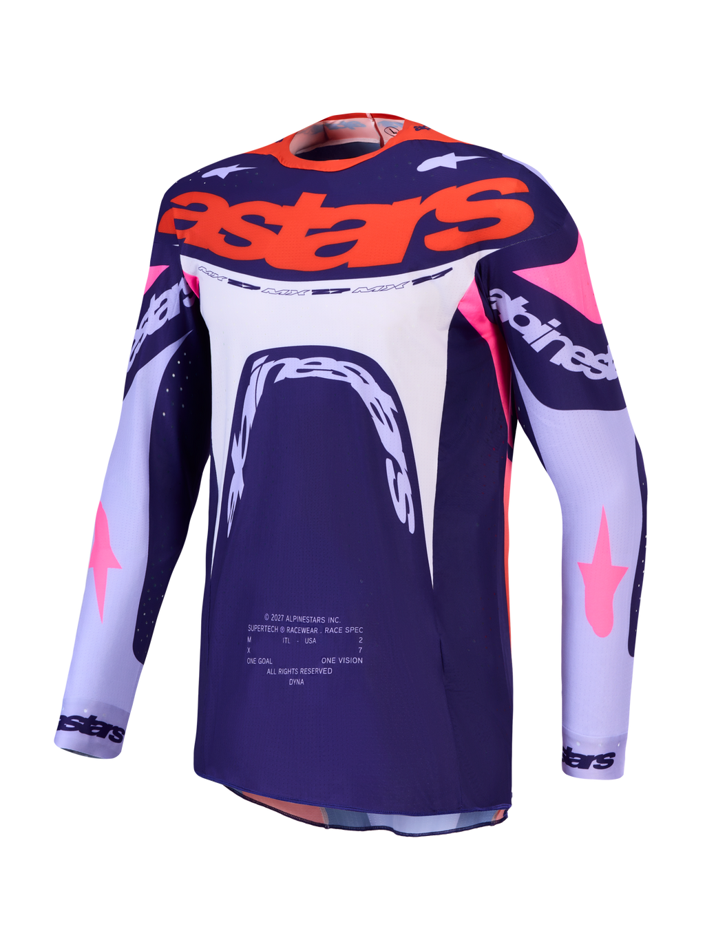 Maillot Alpinestars Supertech Dyna réf 3760227-3196 violet rose fluo face
