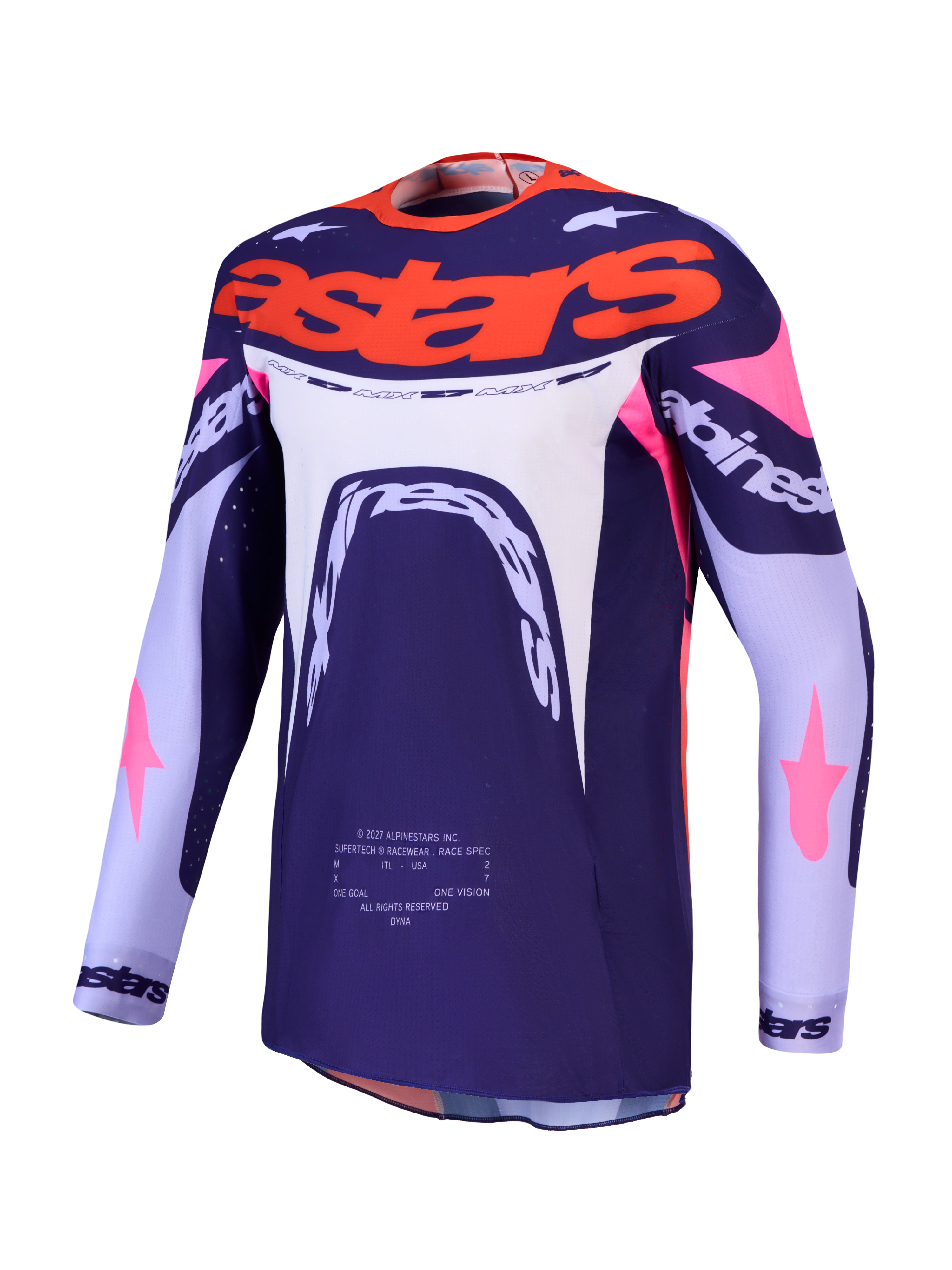 Maillot Alpinestars Supertech Dyna réf 3760227-3196 violet rose fluo face