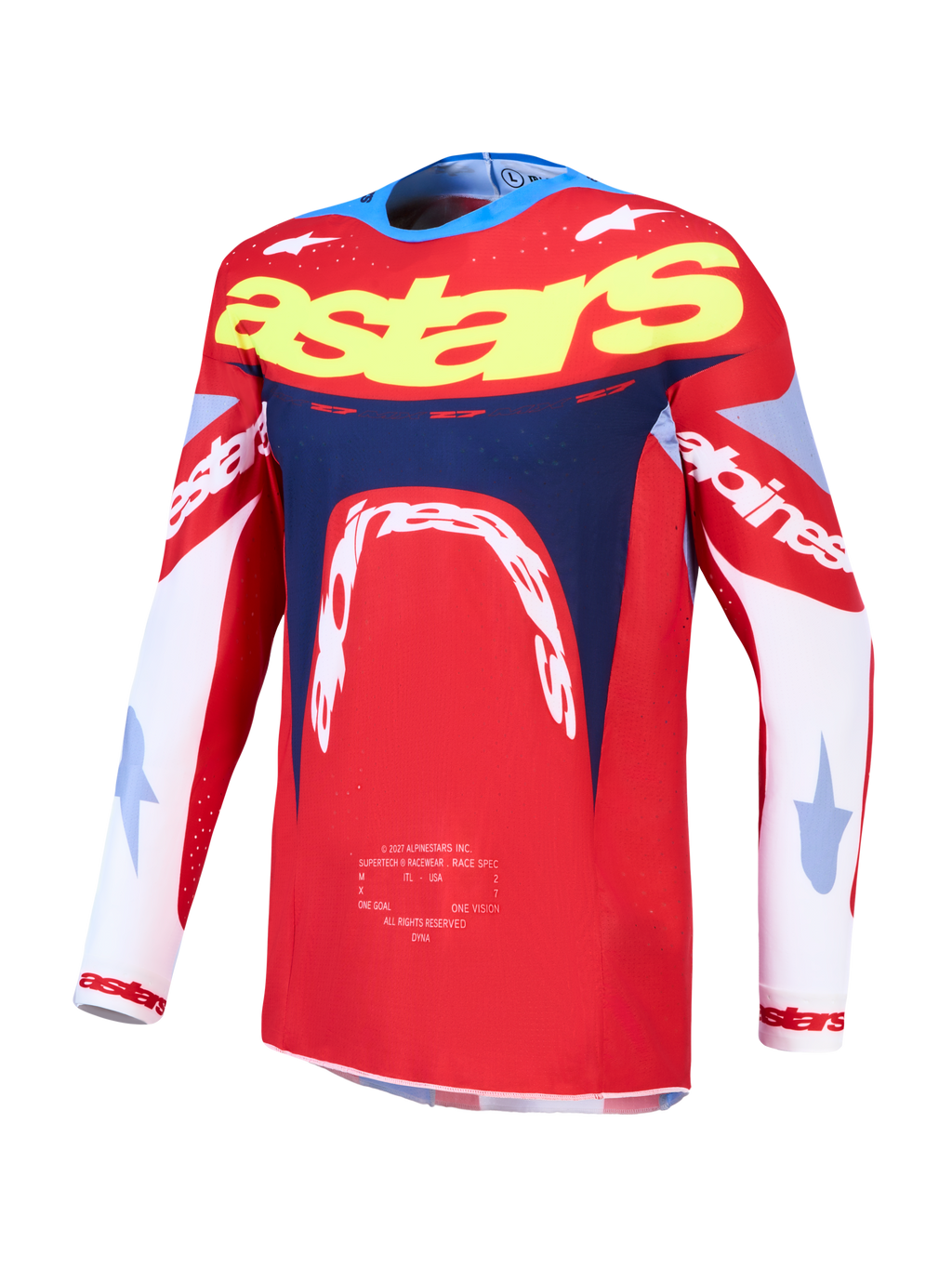 Maillot Alpinestars Supertech Dyna réf 3760227-3212 rouge bleu marine face