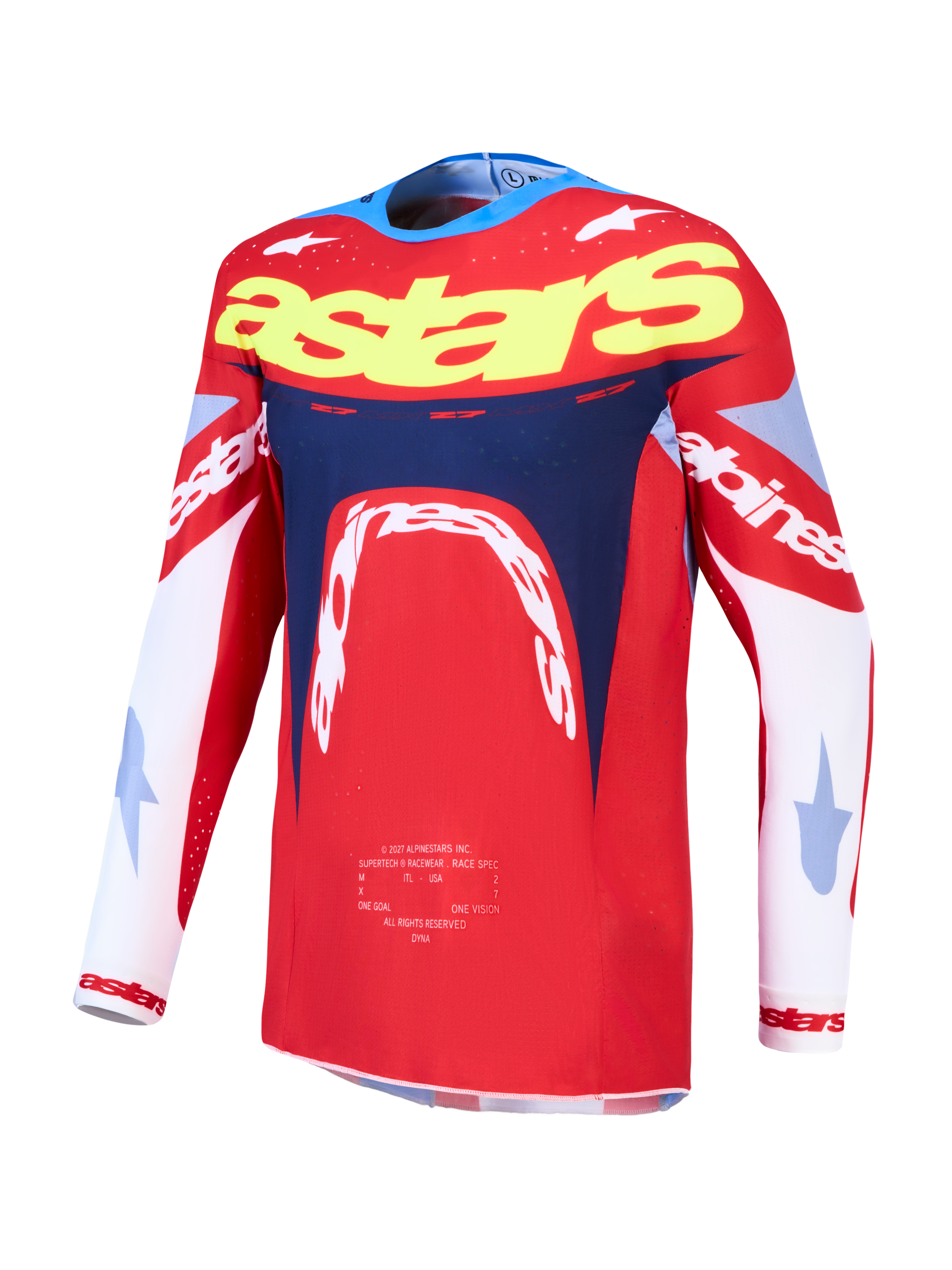 Maillot Alpinestars Supertech Dyna réf 3760227-3212 rouge bleu marine face
