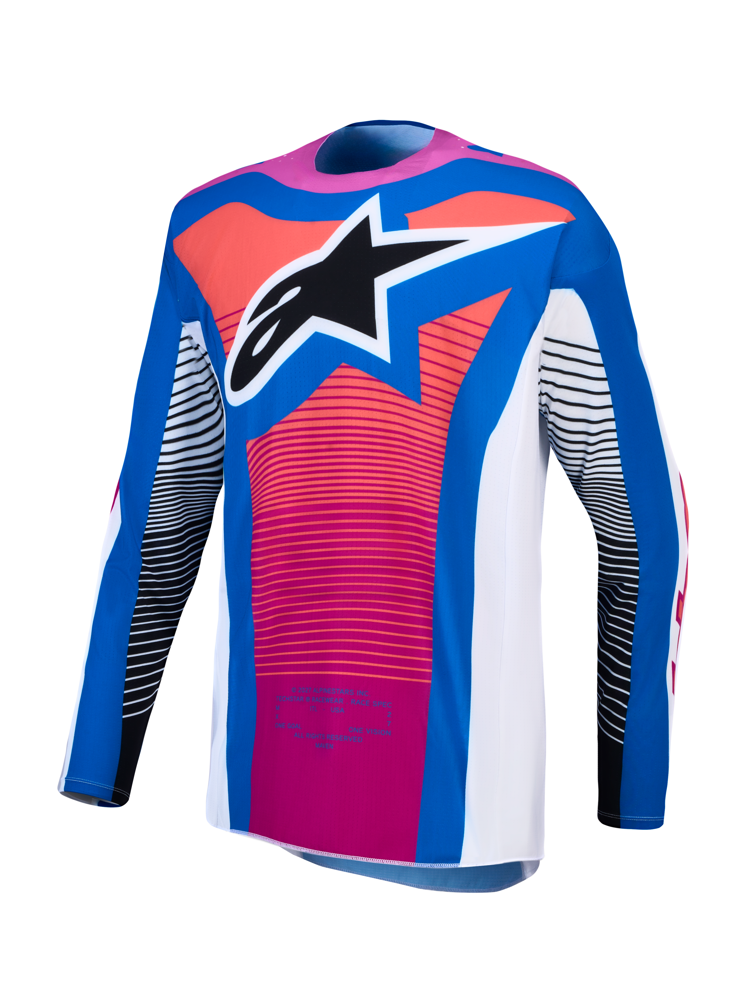 Maillot Alpinestars Techstar Maven réf 3760427-2099 bleu rose face