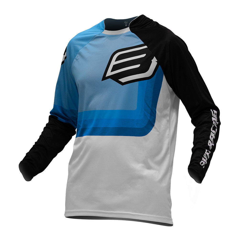 Maillot enfant Bud Racing 95 Evo bleu ciel blanc - face