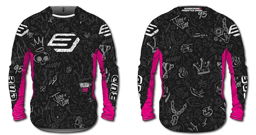 Maillot enfant Bud Racing Air Contest noir magenta - face