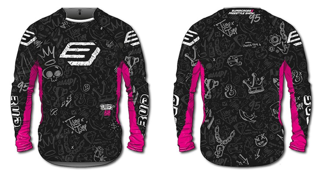 Maillot enfant Bud Racing Air Contest noir magenta - face