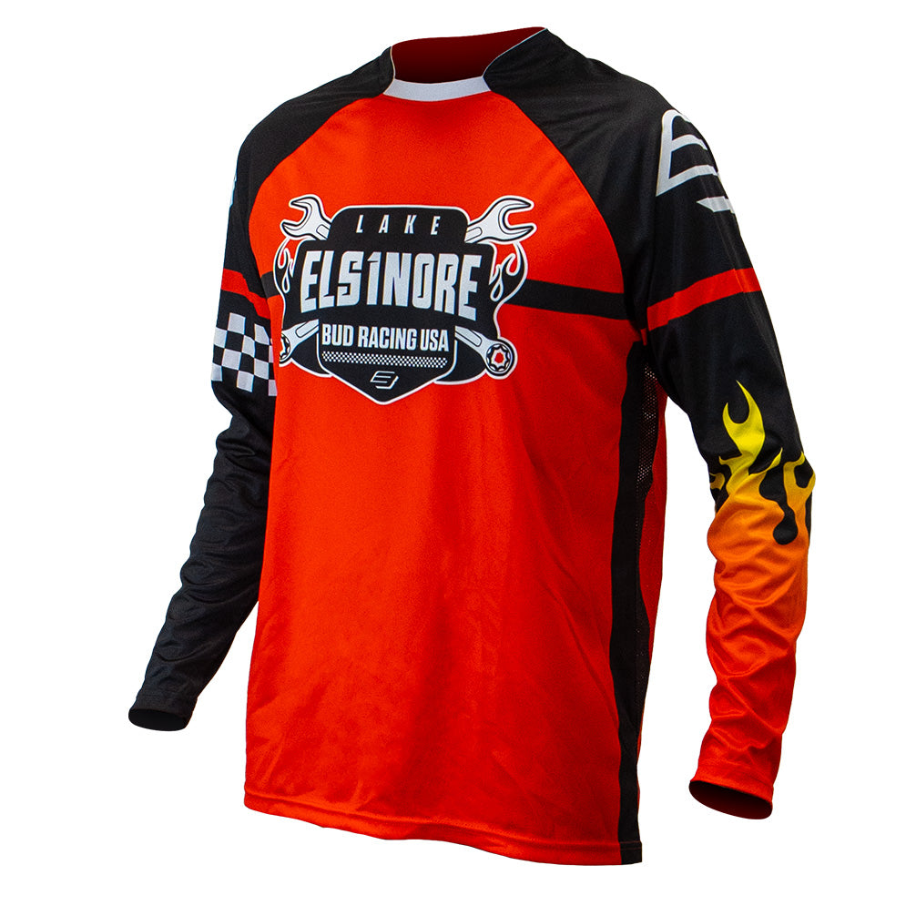 Maillot enfant Bud Racing Lake Elsinore rouge noir - face