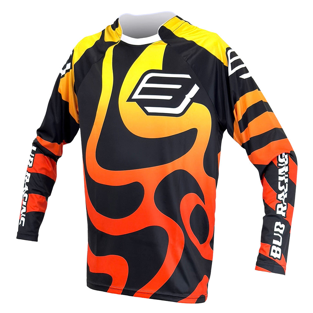 Maillot enfant Bud Racing Lava noir orange jaune - face