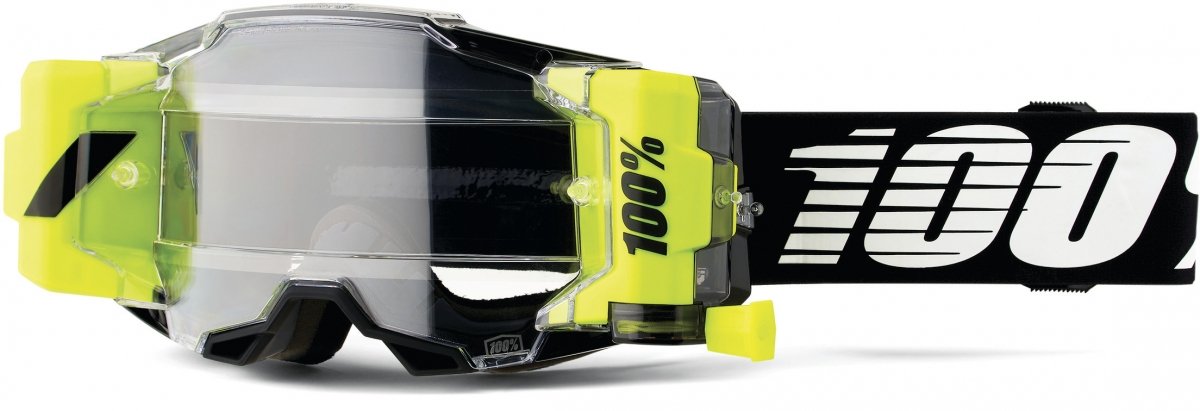Masque motocross 100% Armega Forecast noir système roll-off réf 50006-00005 vue de profil