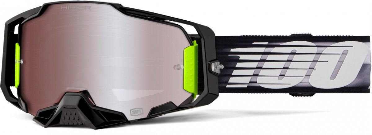 Masque motocross 100% Armega HiPER Lightspeed écran miroir argent réf 50003-00014 vue de profil
