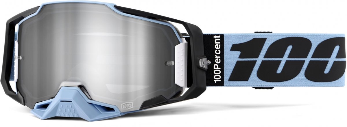 Masque motocross 100% Armega Petros écran miroir argent réf 50005-00041 vue de profil