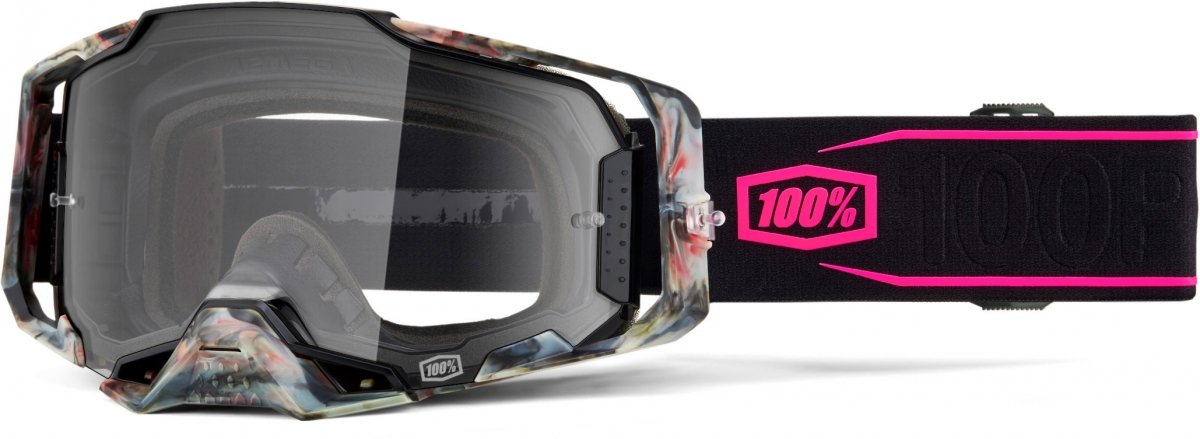 Masque motocross 100% Armega Sarcelle camo écran clair réf 50004-00035 vue de profil