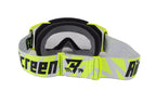 Masque AirScreen Aero EX Mario Roman #74 Signature jaune fluo gris enduro écran ouvrant anti-buée – vue face