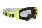 Masque AirScreen Aero EX Mario Roman #74 Signature jaune fluo gris enduro écran ouvrant anti-buée – vue trois quarts