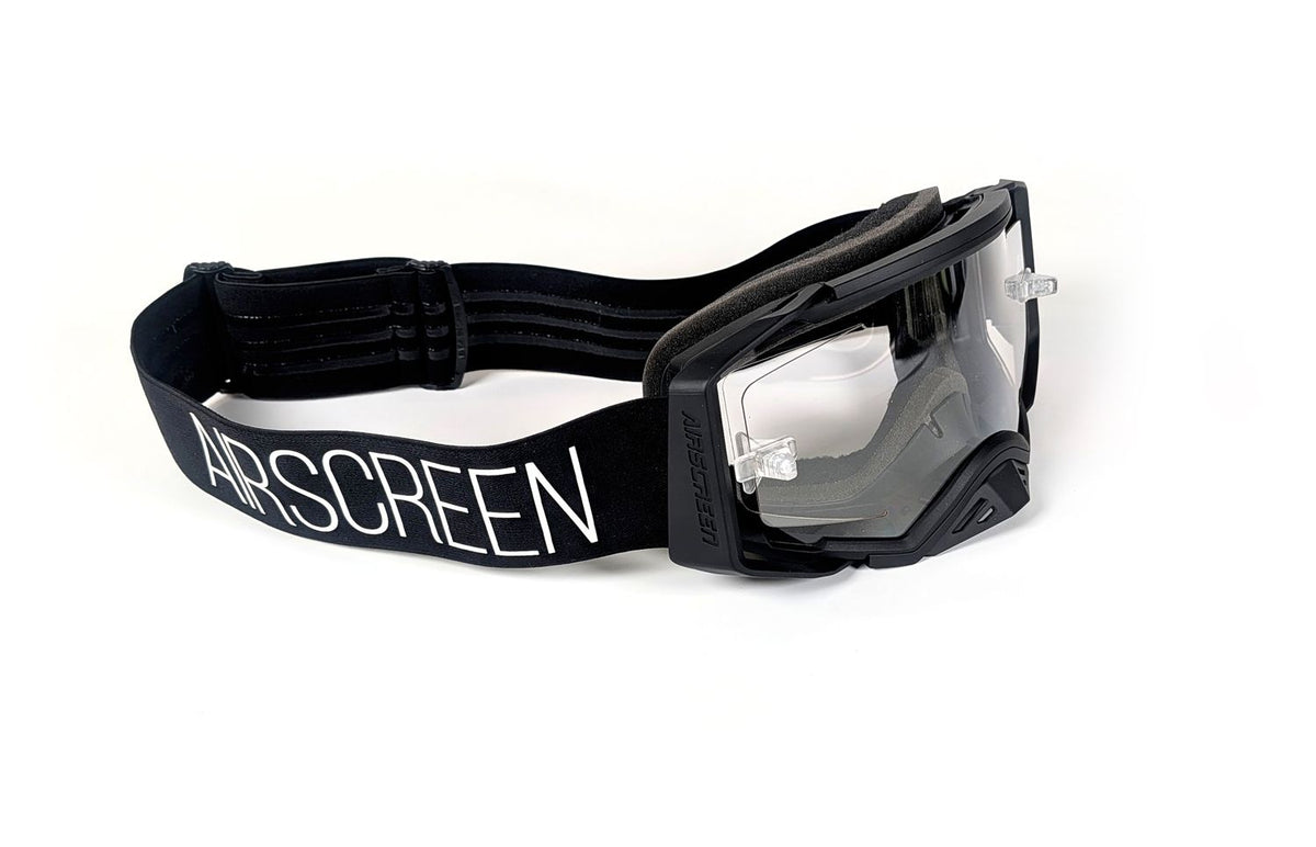Masque AirScreen Aero EX X1 noir enduro écran ouvrant anti-buée – vue trois quarts