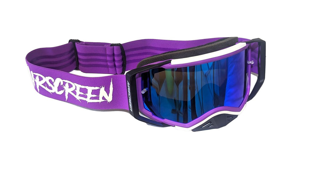 Masque AirScreen Aero MX 05 violet motocross anti-buée – vue trois quarts