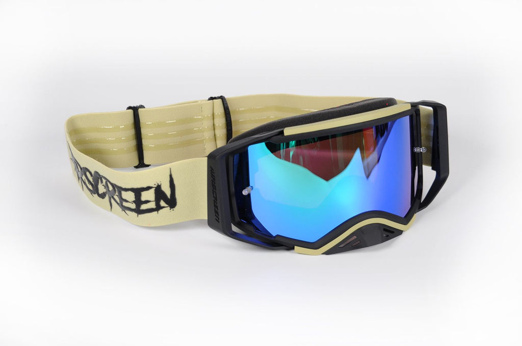 Masque AirScreen Aero MX 08 beige motocross anti-buée – vue trois quarts
