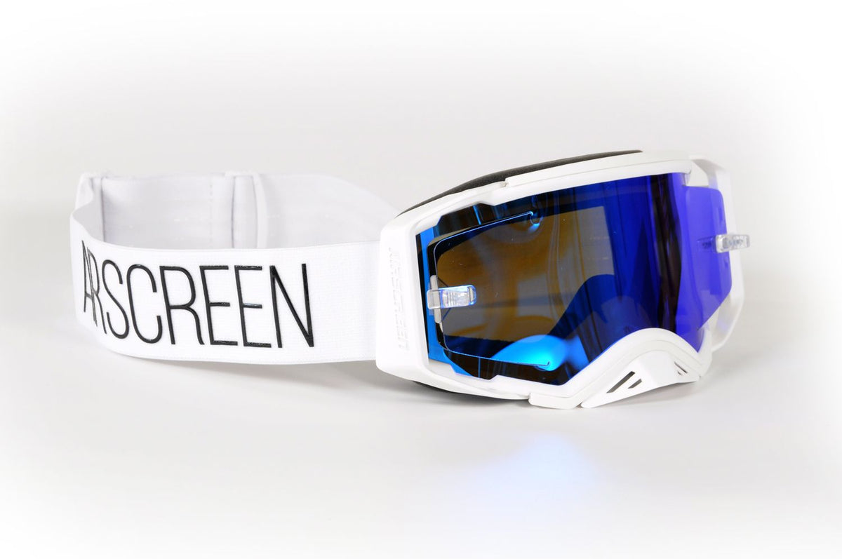 Masque AirScreen Aero MX X2 blanc motocross anti-buée – vue trois quarts