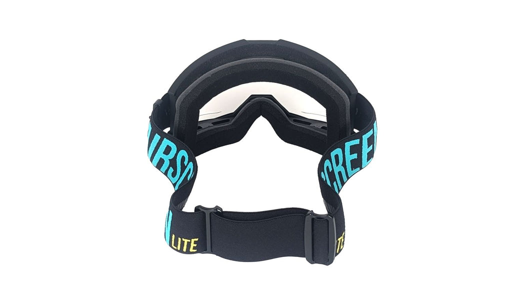 Masque AirScreen Lite EX 02 noir turquoise enduro écran ouvrant anti-buée – vue face