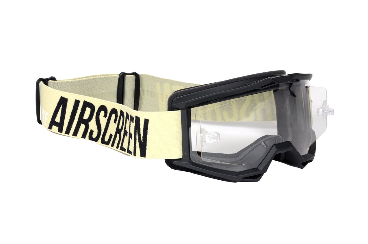 Masque AirScreen Lite EX 04 beige enduro écran ouvrant anti-buée – vue trois quarts