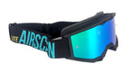 Masque AirScreen Lite MX 02 noir turquoise motocross anti-buée écran iridium vert – vue trois quarts