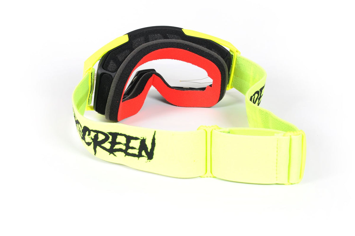 Masque AirScreen S-FIT 03 EX noir jaune fluo enduro écran ouvrant anti-buée – vue face