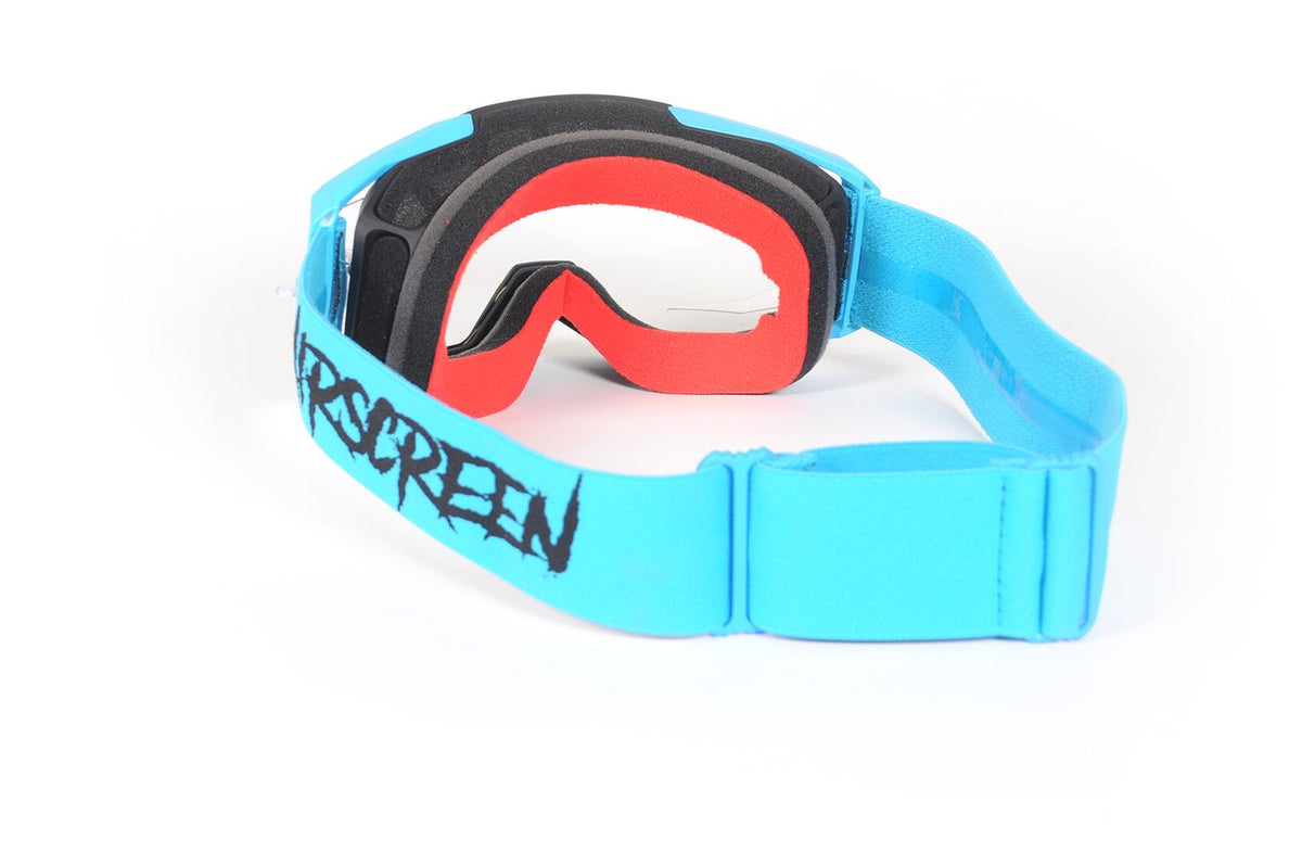 Masque AirScreen S-FIT 04 EX noir bleu fluo enduro écran ouvrant anti-buée – vue face