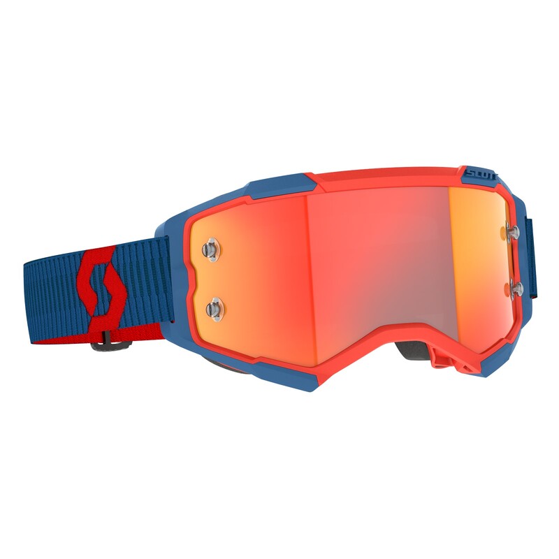 Masque Scott Fury rouge bleu avec écran Scott Prospect pour motocross enduro