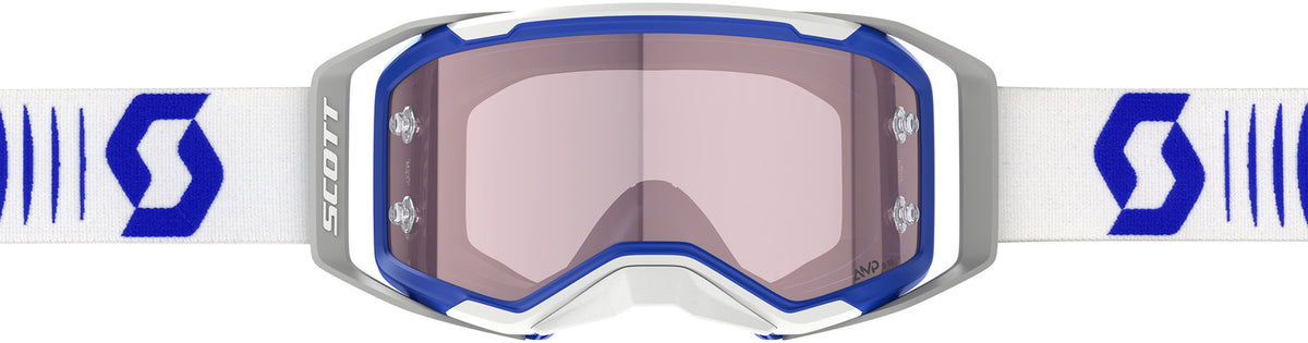 Masque Scott Prospect 2.0 AMP Doppler White bleu vue de profil écran Amplifier rose