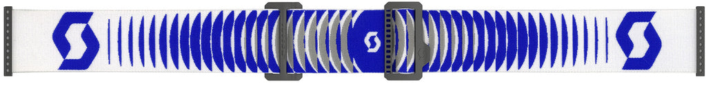 Sangle du masque Scott Prospect 2.0 AMP Doppler White bleu dépliée avec logo Scott