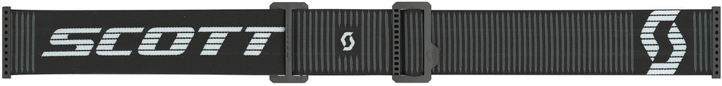 Sangle du masque Scott Prospect 2.0 AMP noir blanc dépliée avec logo Scott
