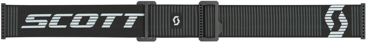 Sangle du masque Scott Prospect 2.0 AMP noir blanc dépliée avec logo Scott