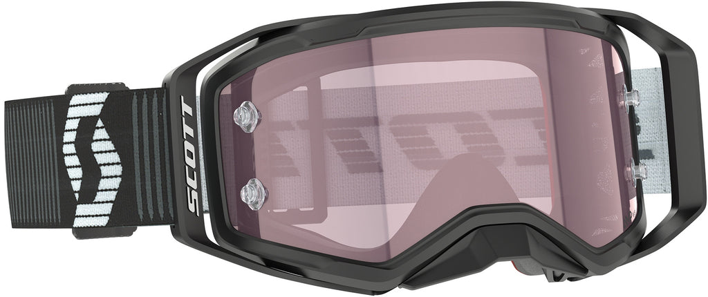 Masque Scott Prospect 2.0 AMP noir et blanc avec écran Works Rose vue trois quarts