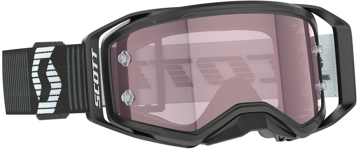 Masque Scott Prospect 2.0 AMP noir et blanc avec écran Works Rose vue trois quarts