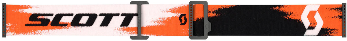 Sangle du masque Scott Prospect 2.0 AMP noir orange fluo dépliée avec logo Scott