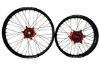 Paire de roues Factory Wheels noir orange pour KTM Husqvarna GasGas enduro motocross dimensions 21x1.60 et 18x2.15