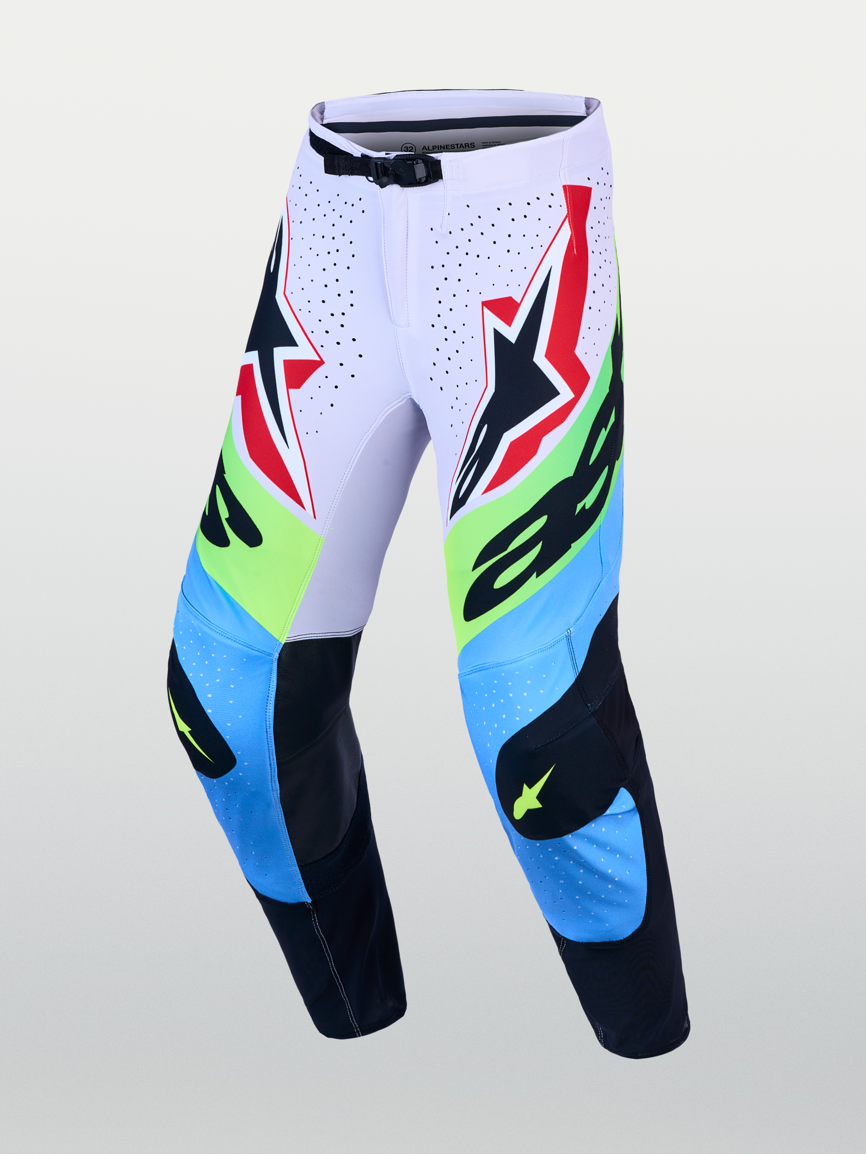 Pantalon Alpinestars Supertech Dyna réf 3720227-3202 lilas vert fluo face