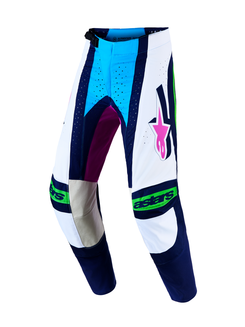 Pantalon Alpinestars Techstar Maven réf 3720427-2093 blanc et bleu face
